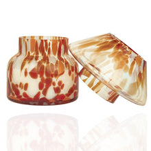 Load image into Gallery viewer, Orange &amp; red coloured mushroom shaped glass candle 
