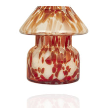 Load image into Gallery viewer, Orange &amp; red coloured mushroom shaped glass candle 
