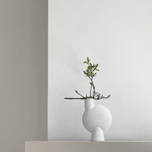 Load image into Gallery viewer, Petite white asymmetrical vase with flowers
