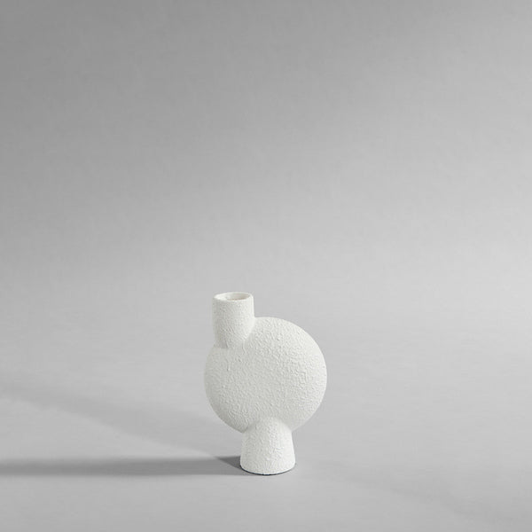 Ceramic asymmetrical white textured vase