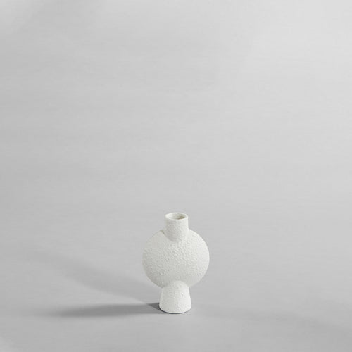 Petite white textured ceramic vase